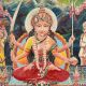 Oil Painting on Hardboard of Goddess Santoshi Mata in Divine Form
